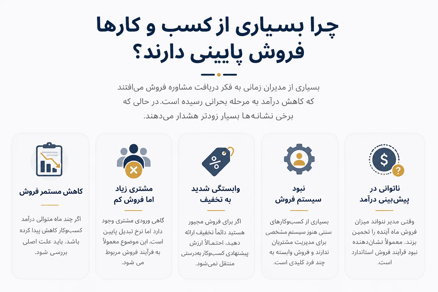 چرا بسیاری از کسب‌ و کارها فروش پایینی دارند؟