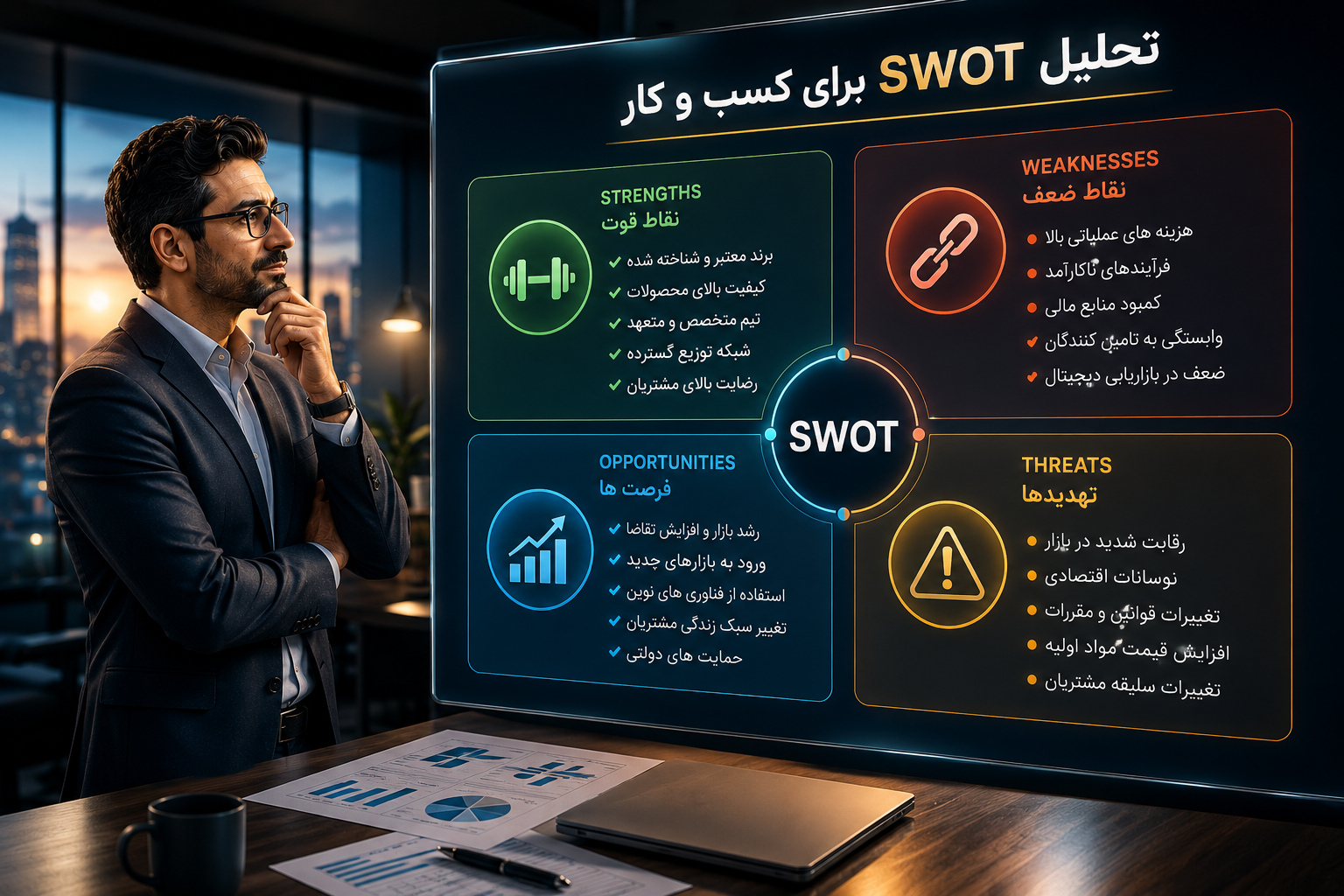 افزایش درآمد فوری کسب و کار: (ویژه شرایط تورمی و رکورد بازار 1405) 3 تحلیل SWOT برای کسب و کارها